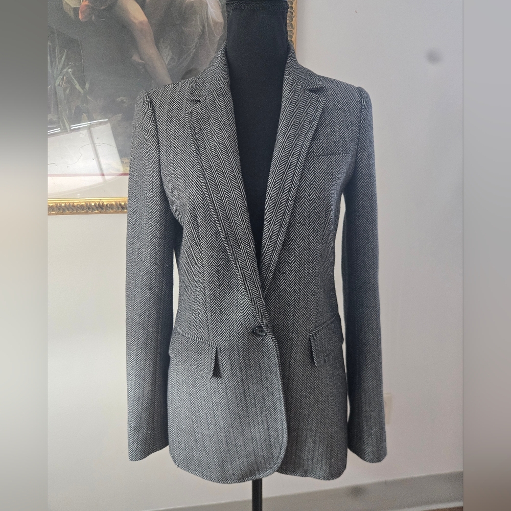 Rebecca Minkoff Herringbone Wool Blend Blazer - Picture 4 of 8